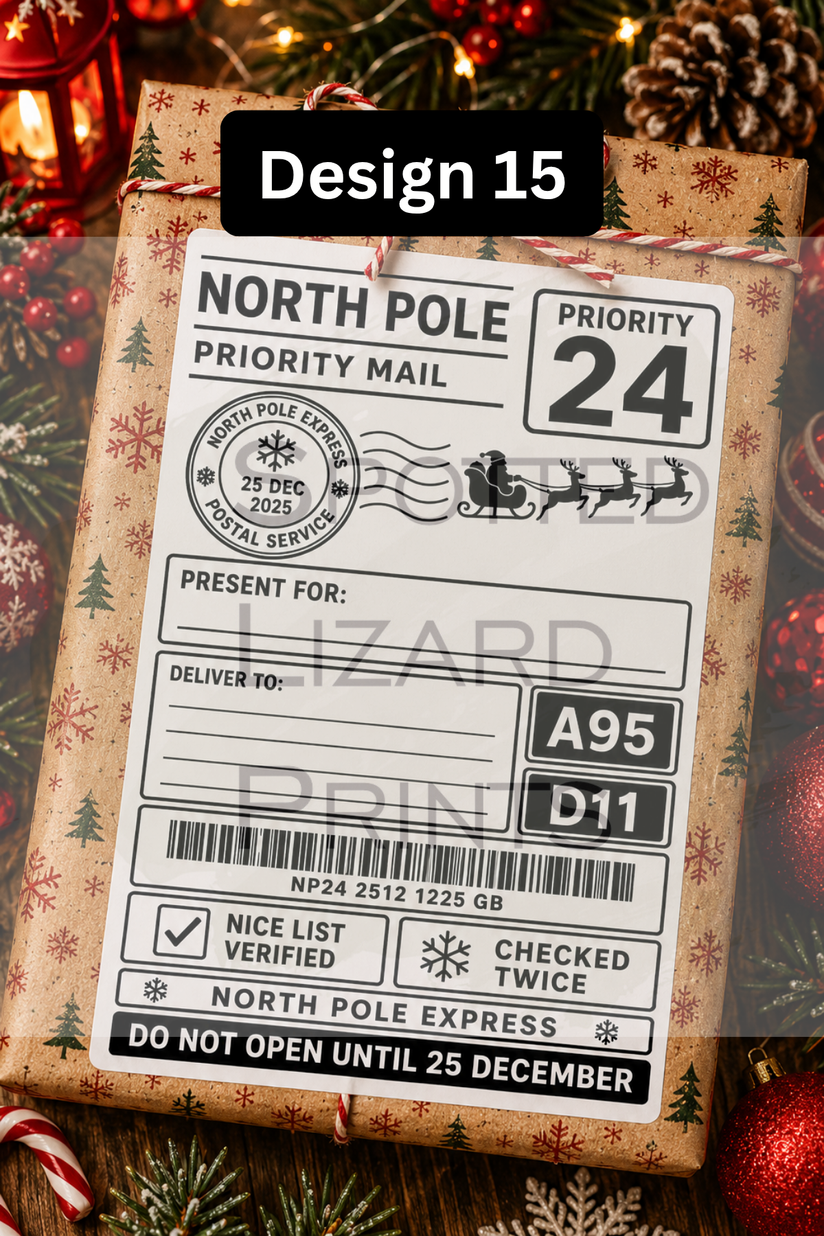Personalised Christmas Gift Labels | North Pole Priority Mail Parcel Stickers | Blank or Custom Name Christmas Present Labels