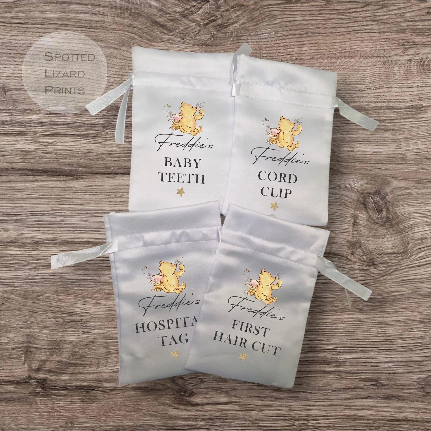 Baby hospital tag keepsake bag.