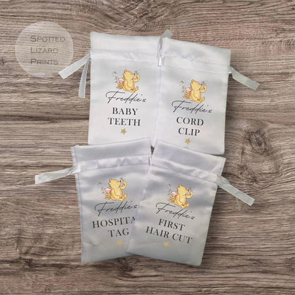 Baby hospital tag keepsake bag.