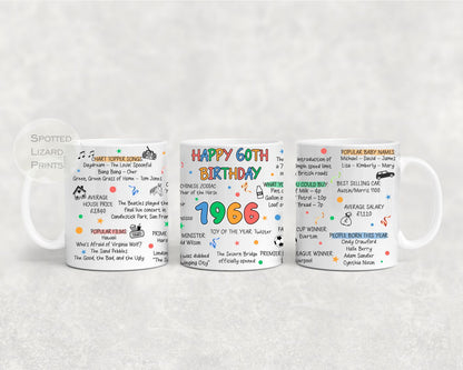 Born in 1966 Facts – Back in 1966 - 60th Birthday Mug – Unique Gift for 60th Birthday – 60 Keepsake Mug for Him, Her, Friend, Son, Daughter