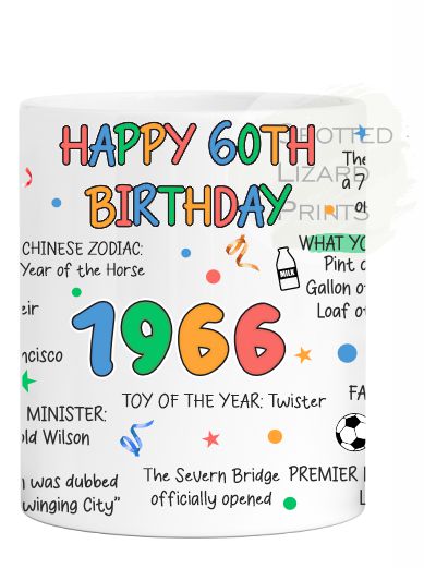 Born in 1966 Facts – Back in 1966 - 60th Birthday Mug – Unique Gift for 60th Birthday – 60 Keepsake Mug for Him, Her, Friend, Son, Daughter