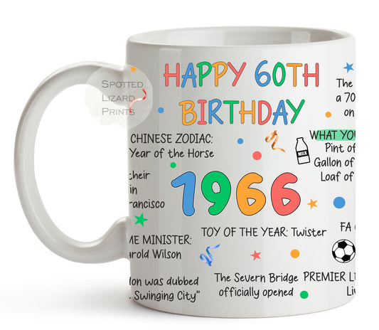 born in 1966 mug, happy 60th birthday mug, facts of 1966
