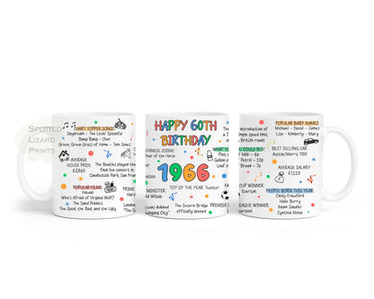 Born in 1966 Facts – Back in 1966 - 60th Birthday Mug – Unique Gift for 60th Birthday – 60 Keepsake Mug for Him, Her, Friend, Son, Daughter