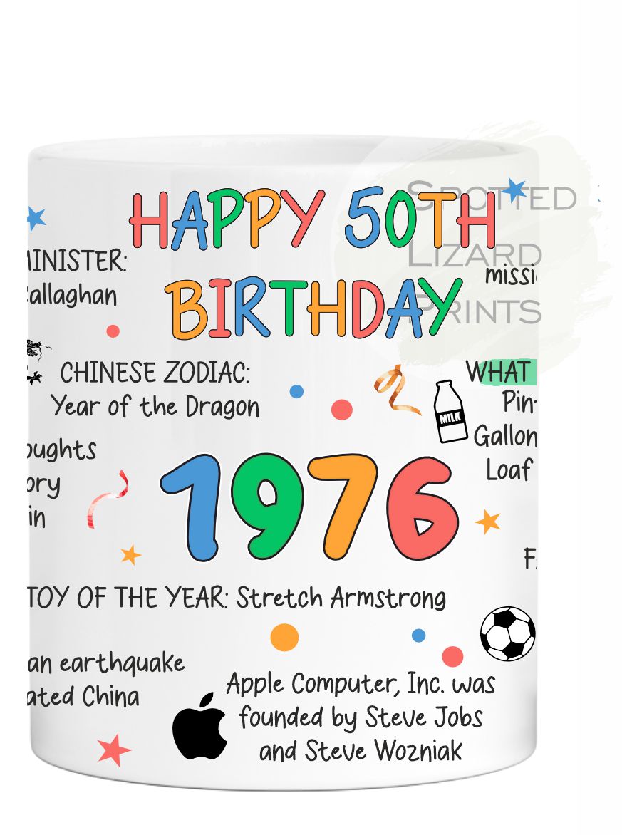 Born in 1976 Facts – Back in 1976 - 50th Birthday Mug – Unique Gift for 50th Birthday – 50 Keepsake Mug for Him, Her, Friend, Son, Daughter