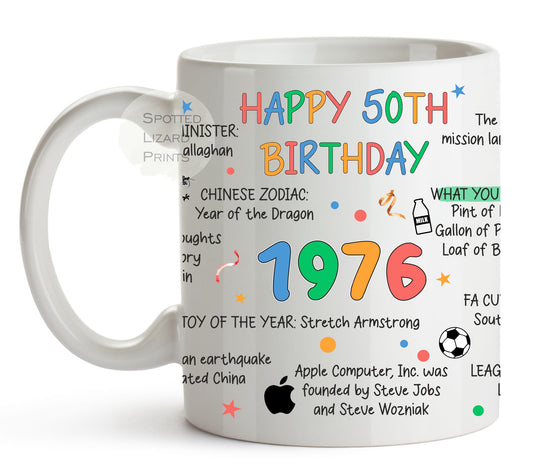 Born in 1976 Facts – Back in 1976 - 50th Birthday Mug – Unique Gift for 50th Birthday – 50 Keepsake Mug for Him, Her, Friend, Son, Daughter