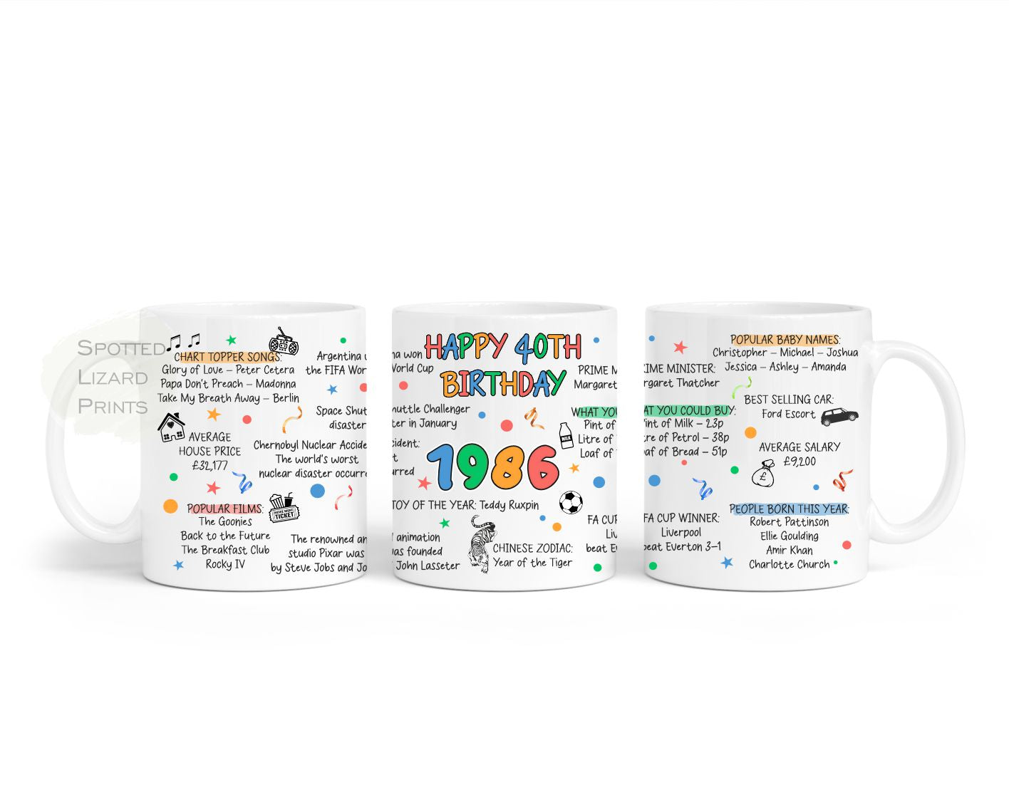 Born in 1986 Facts – Back in 1986 - 40th Birthday Mug – Unique Gift for 40th Birthday – 40 Keepsake Mug for Him, Her, Friend, Son, Daughter