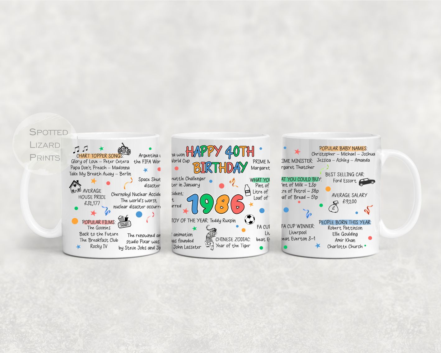 Born in 1986 Facts – Back in 1986 - 40th Birthday Mug – Unique Gift for 40th Birthday – 40 Keepsake Mug for Him, Her, Friend, Son, Daughter