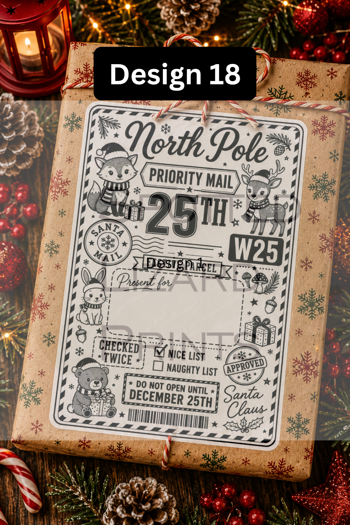 Personalised Christmas Gift Labels | North Pole Priority Mail Parcel Stickers | Blank or Custom Name Christmas Present Labels