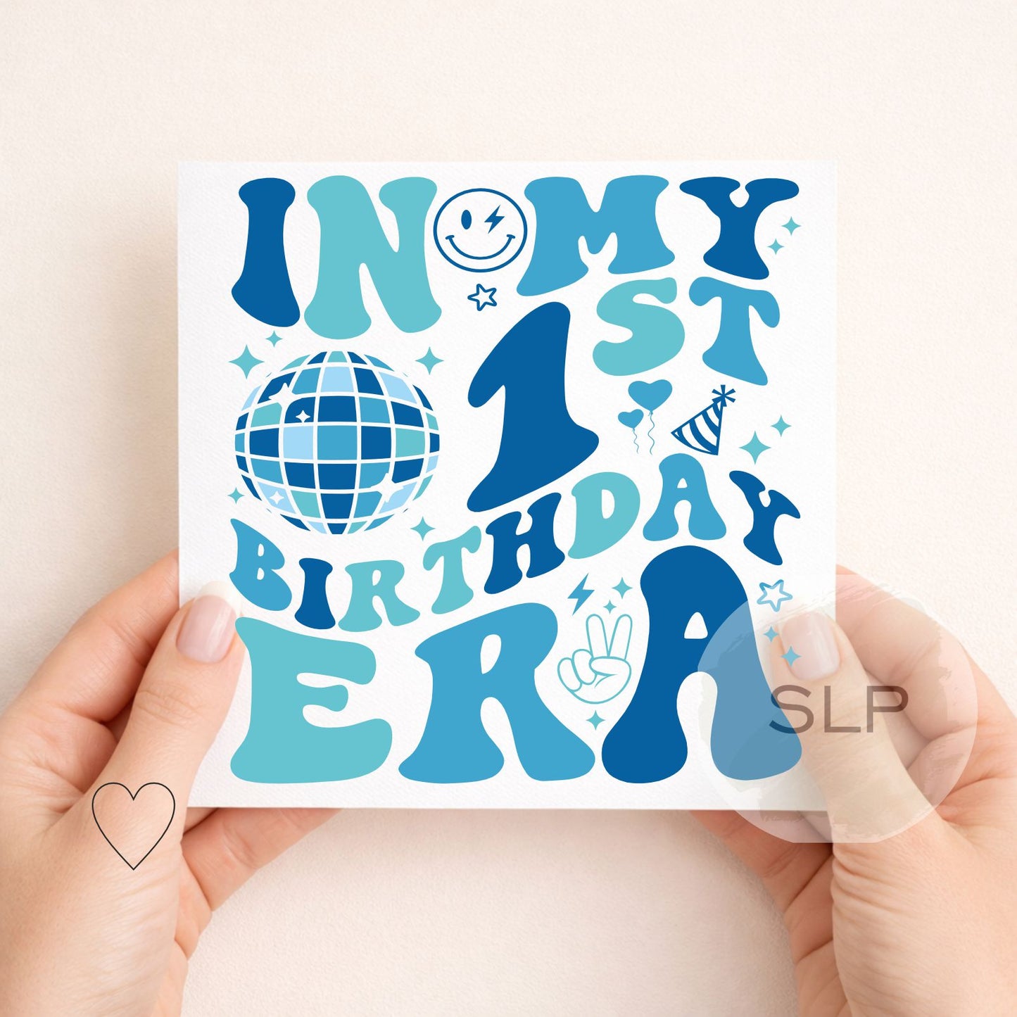 In My 1st Birthday Era Card – Retro Disco First Birthday Card – Blue or Pink – One Year Old Party Card – 1st Birthday Girl or Boy 1st Era