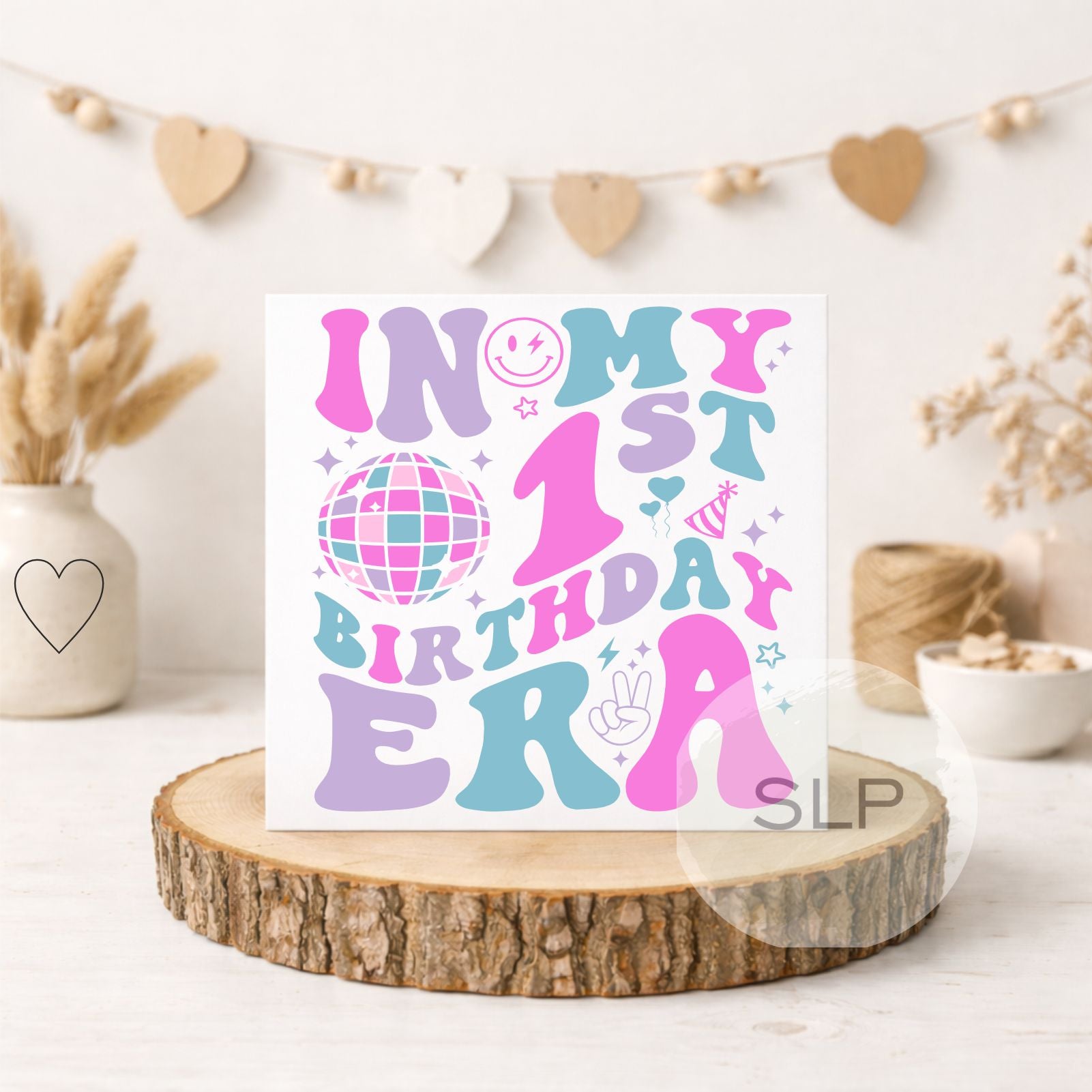 In My 1st Birthday Era Card – Retro Disco First Birthday Card – Blue or Pink – One Year Old Party Card – 1st Birthday Girl or Boy 1st Era