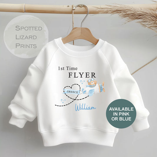 Personalised My First Flight Sweatshirt, First Time Flyer Sleepsuit, 1st Holiday Vest, Babies 1st Holiday, First Time Flyer, First Holiday