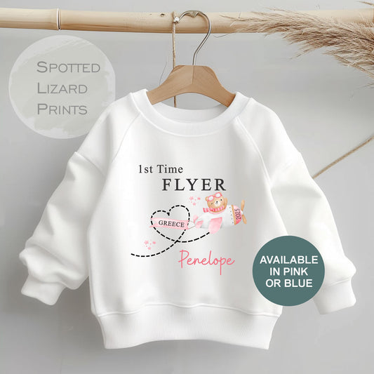 Personalised My First Flight Sweatshirt, First Time Flyer Sleepsuit, 1st Holiday Vest, Babies 1st Holiday, First Time Flyer, First Holiday
