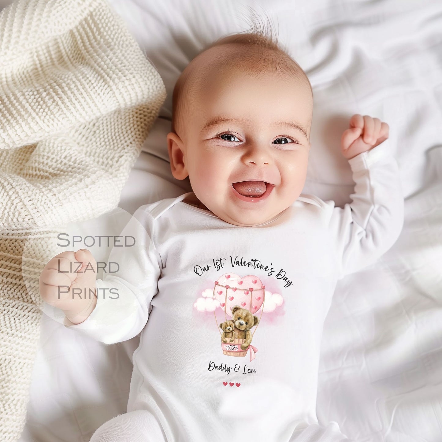 Personalised Our First Valentine's Day with Daddy Sleepsuit, vest Baby Girl / Boy Outfit First Valentines 1st Valentines - Valentines Day