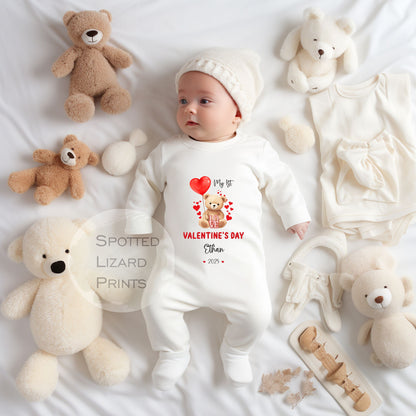 Personalised My First Valentines Sleepsuit Baby Girl / Boy Outfit First Valentines 1st Valentines - Valentines Day