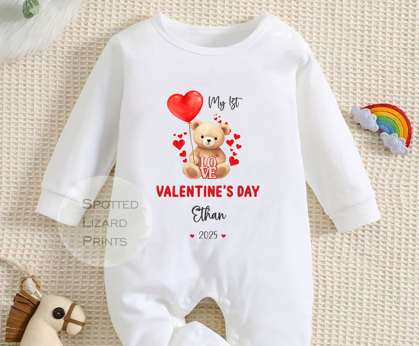 Personalised My First Valentines Sleepsuit Baby Girl / Boy Outfit First Valentines 1st Valentines - Valentines Day