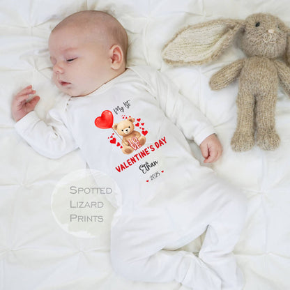 Personalised My First Valentines Sleepsuit Baby Girl / Boy Outfit First Valentines 1st Valentines - Valentines Day