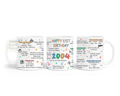 21st Birthday Mug – Born in 2004 Facts – Back in 2004 – Unique Gift for 21st Birthday – 21 Keepsake Mug for Him, Her, Friend, Son, Daughter