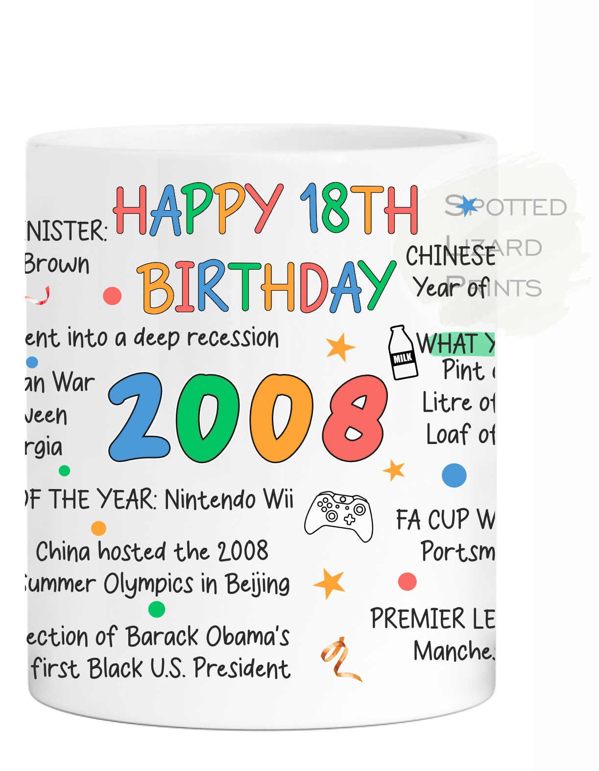 Born in 2008 Facts – 18th Birthday Mug – Born in 2008 Facts – Back in 2008 – Unique Gift for 18th Birthday – 18 Keepsake Mug for Him, Her, Friend, Son, Daughter