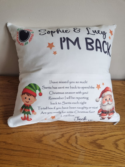 elf on the shelf i'm back cushion