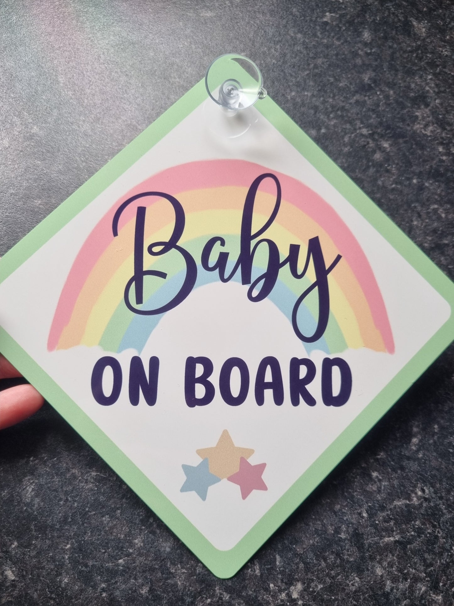 rainbow Baby on board aluminium car sign