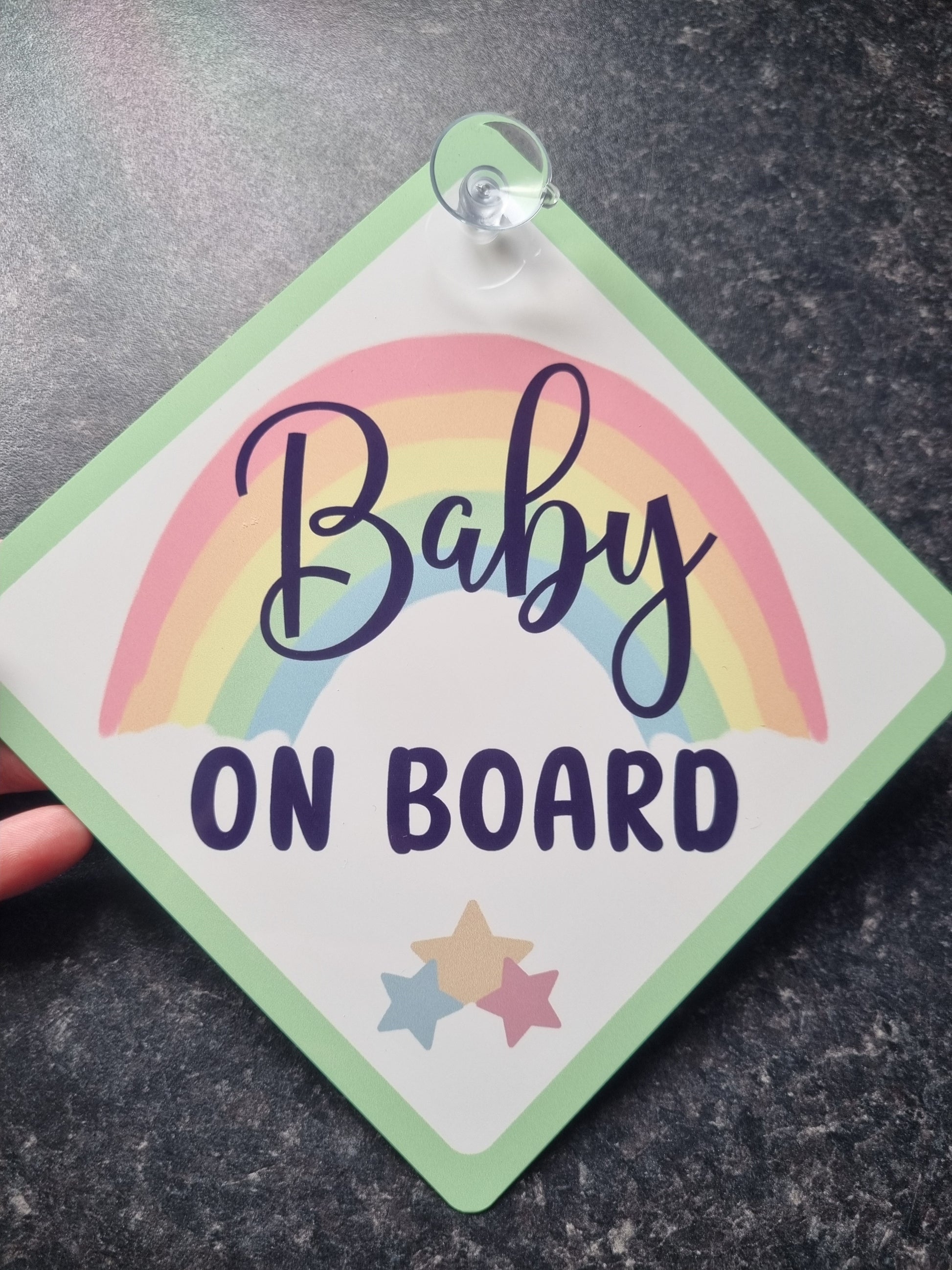 rainbow Baby on board aluminium car sign