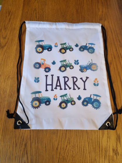 Tractors personalised drawstring bag