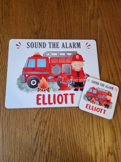 childrens fire engine placemat