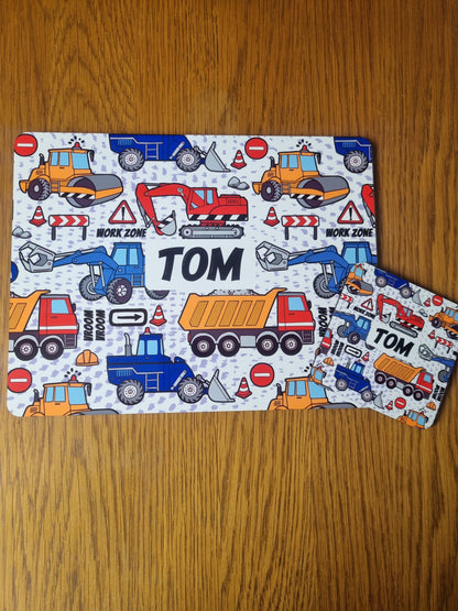 Trucks placemat and Coaster