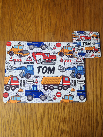 Truck placemat, personalised Gift for kids, dinner time