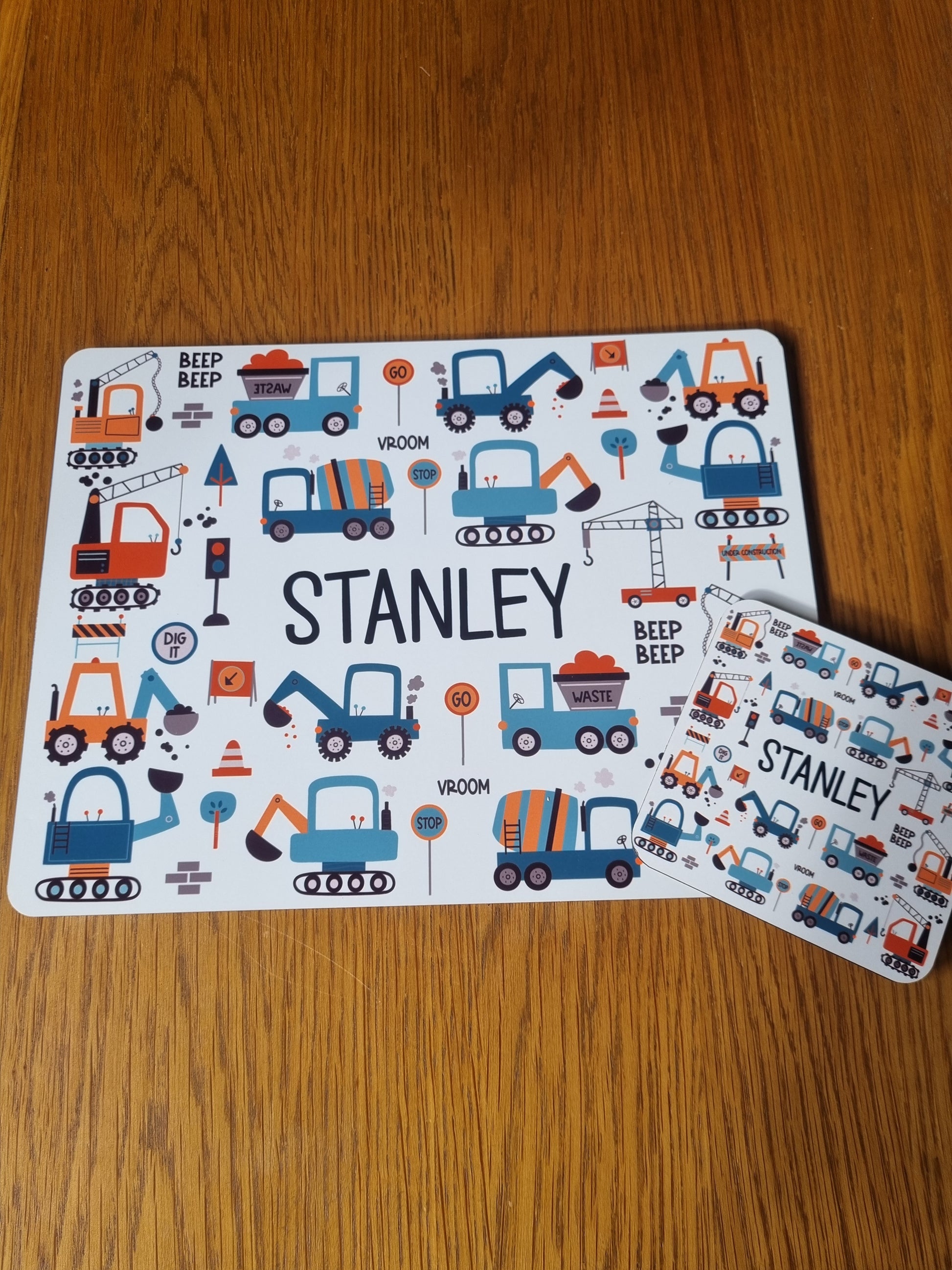 placemat and coaster, personalised gigger set