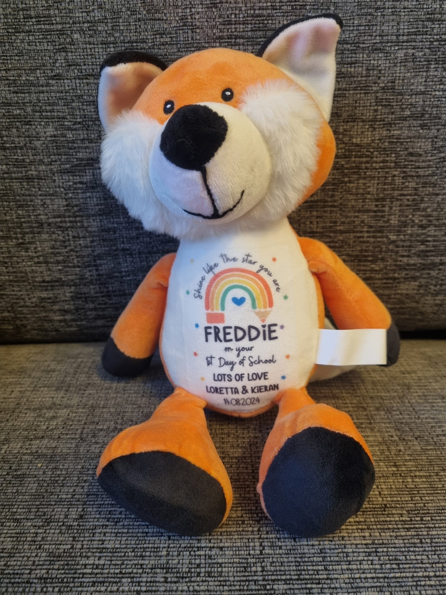 personalised First day of school fox teddy 