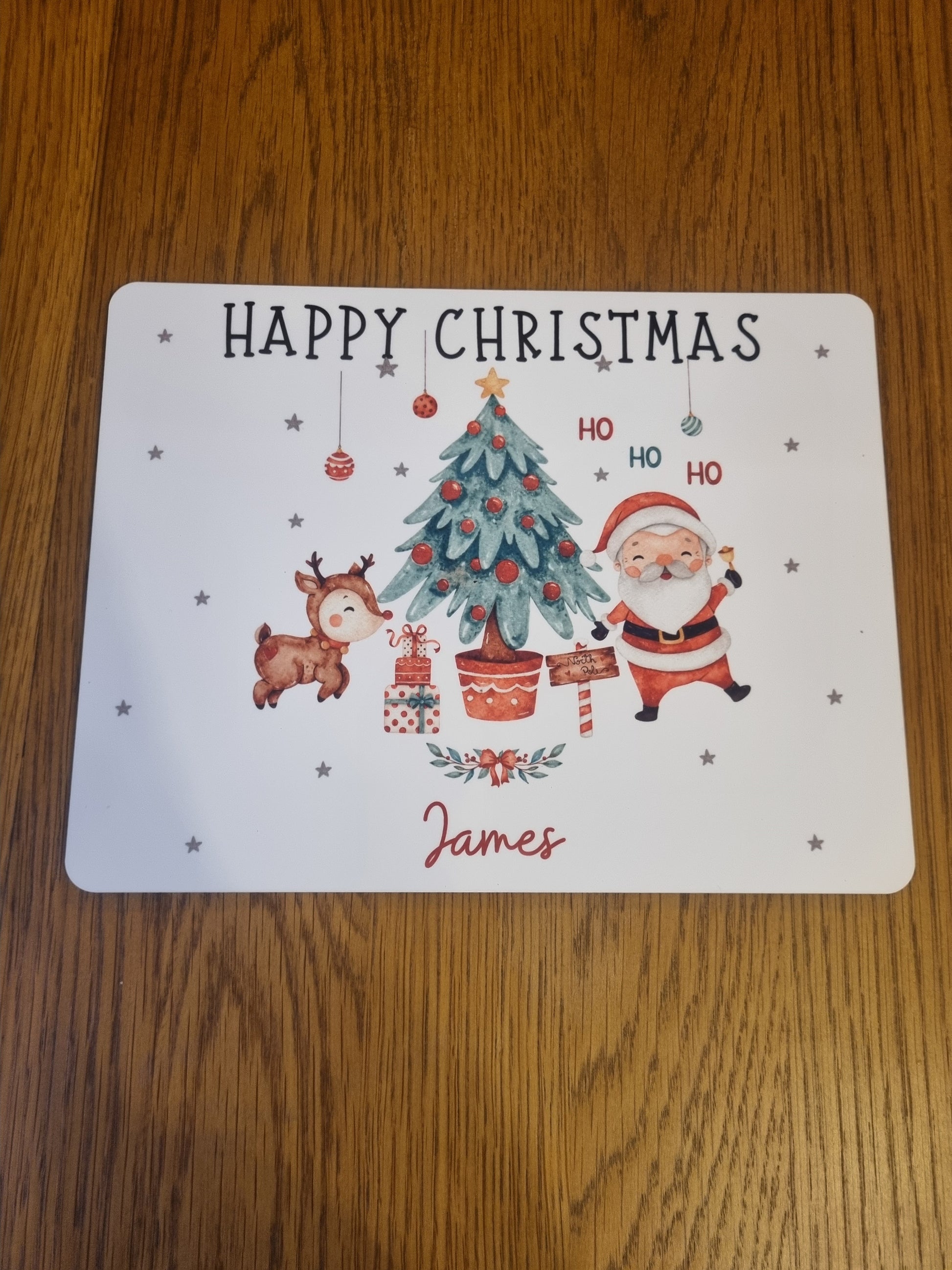 Children's Christmas place mat personalised with a name