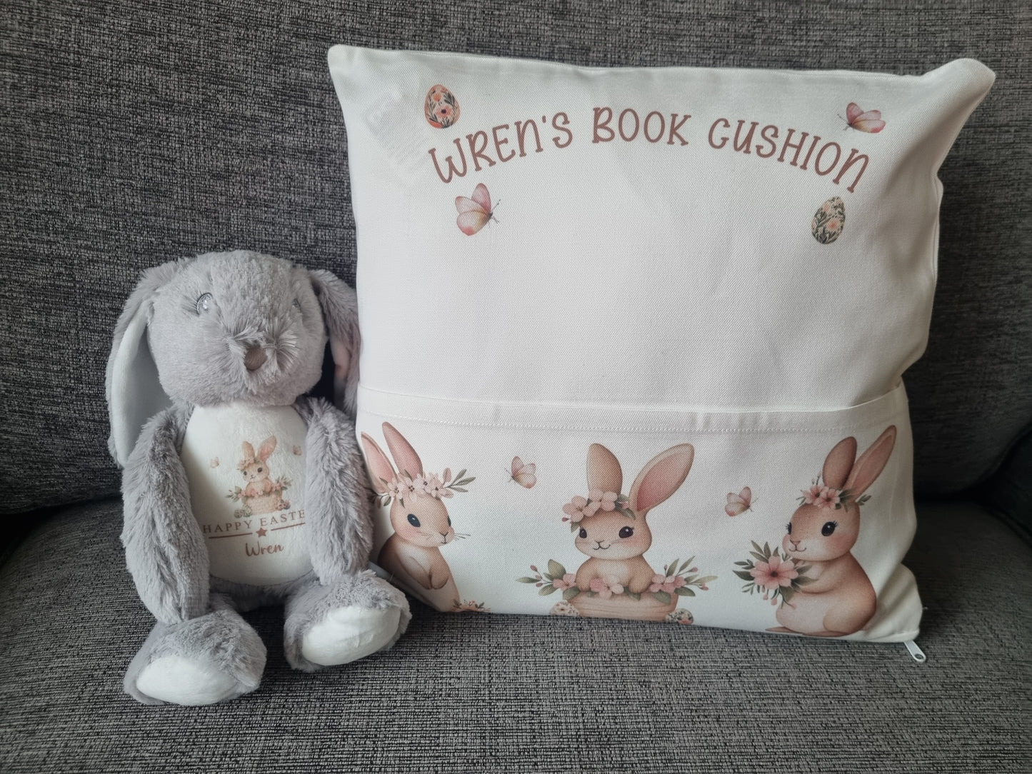 Personalised Easter Book Cushion, Easter Gift, Book Cushion