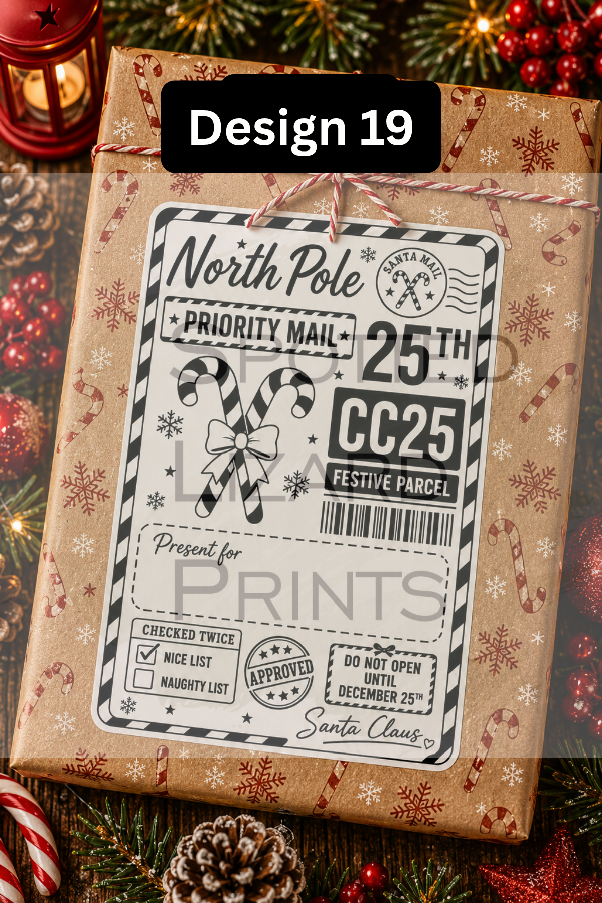 Personalised Christmas Gift Labels | North Pole Priority Mail Parcel Stickers | Blank or Custom Name Christmas Present Labels