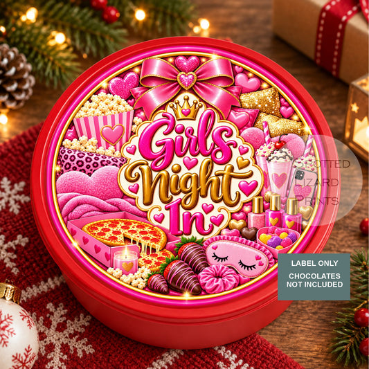 Girls Night In Chocolate or Sweet Tub Label | Pink Pamper Night Gift | Sleepover Party | Best Friend Gift | Girls Night Treats