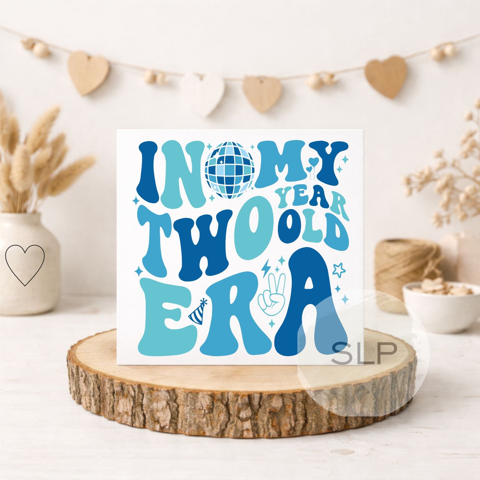 In My Two Era Birthday Card – 2nd Birthday Card – Retro Disco Two Year Old Card – Groovy Second Birthday – Blue or Pink in my 2nd era