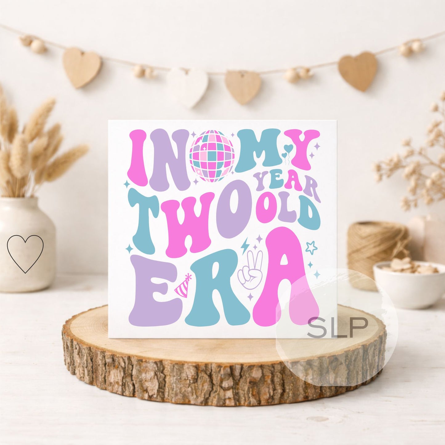 In My Two Era Birthday Card – 2nd Birthday Card – Retro Disco Two Year Old Card – Groovy Second Birthday – Blue or Pink in my 2nd era
