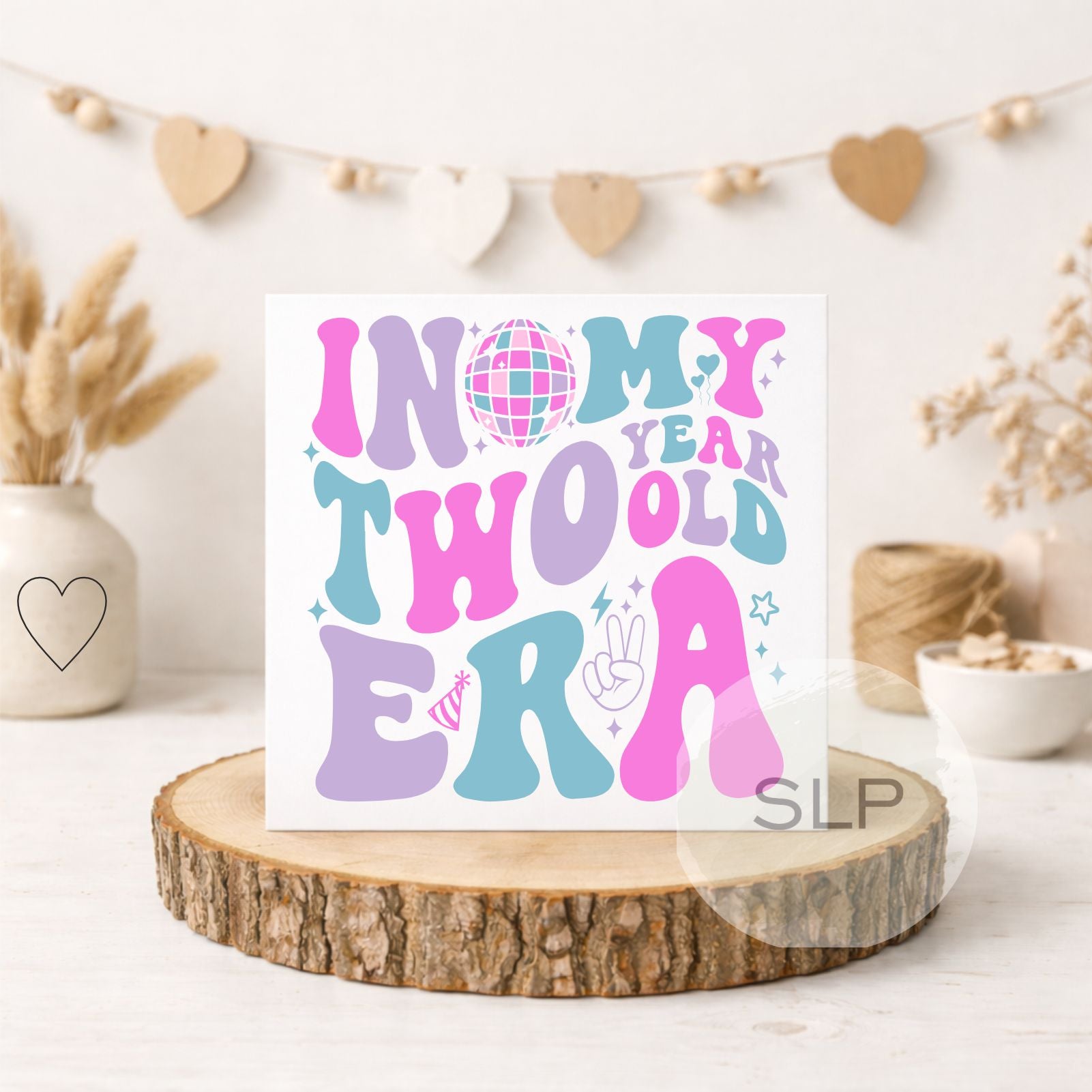 In My Two Era Birthday Card – 2nd Birthday Card – Retro Disco Two Year Old Card – Groovy Second Birthday – Blue or Pink in my 2nd era