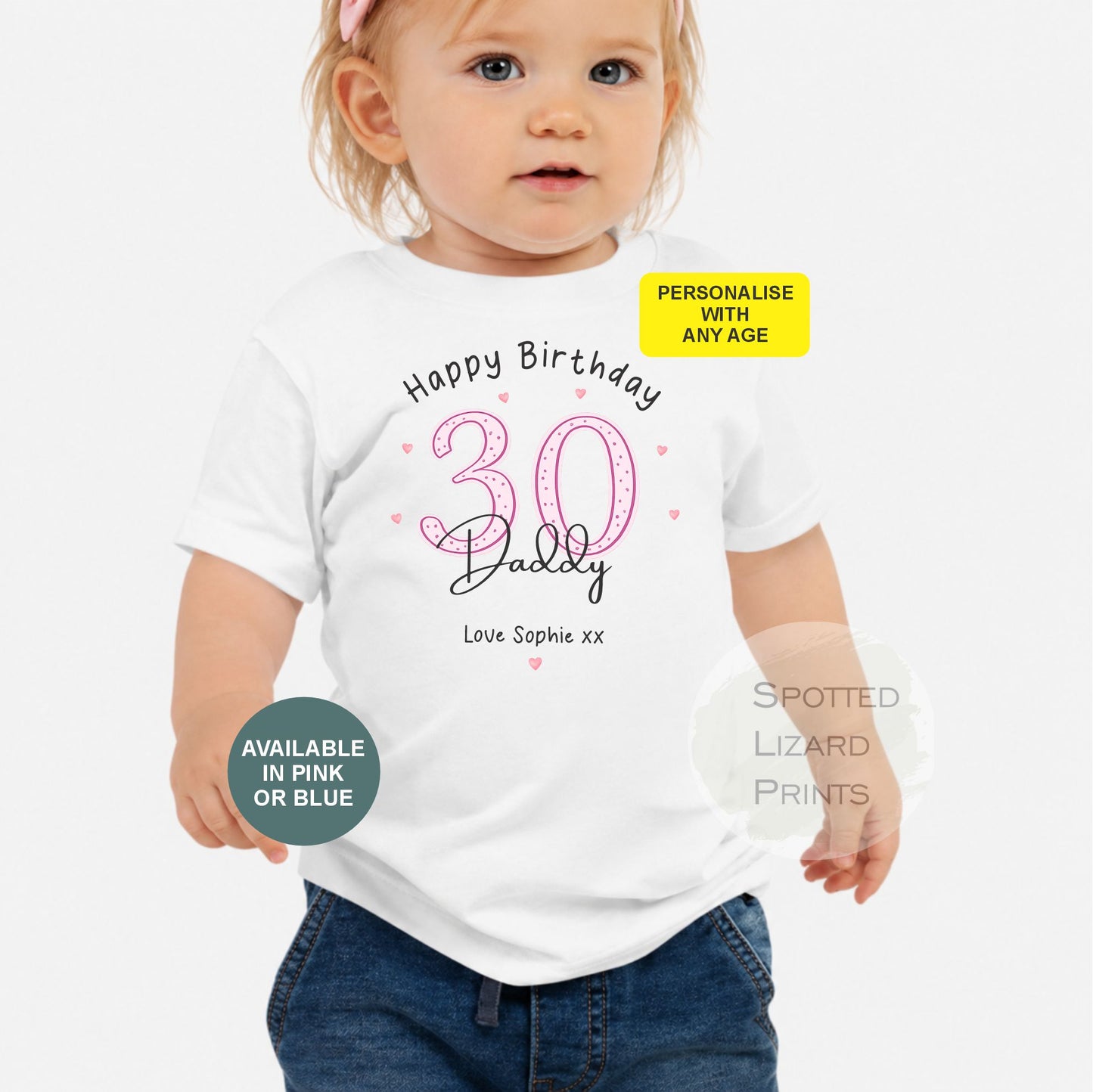 Personalised Daddy 30th Birthday Babygrow, T Shirt Baby Outfit Gift from Baby, New Dad Present