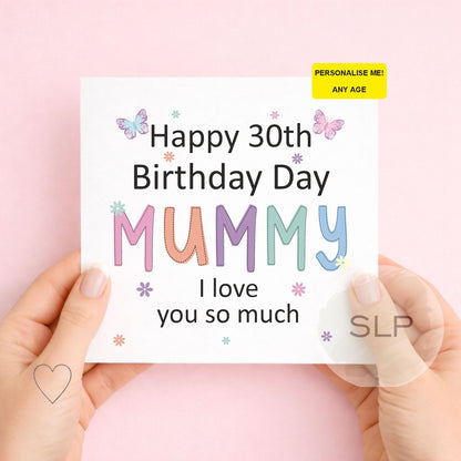 30th, 40th, 50th Birthday Card | Mummy Birthday Card | Mum Birthday Card from Daughter Son | 30th, 40th, 50th | I Love You Card