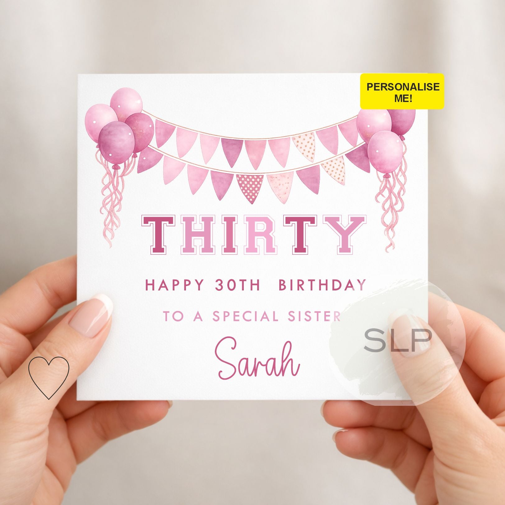 Personalised 30th Birthday Card | Happy 30th Birthday Card | Any Name Birthday Card | 30th Birthday Card for Her | Pink Birthday Card