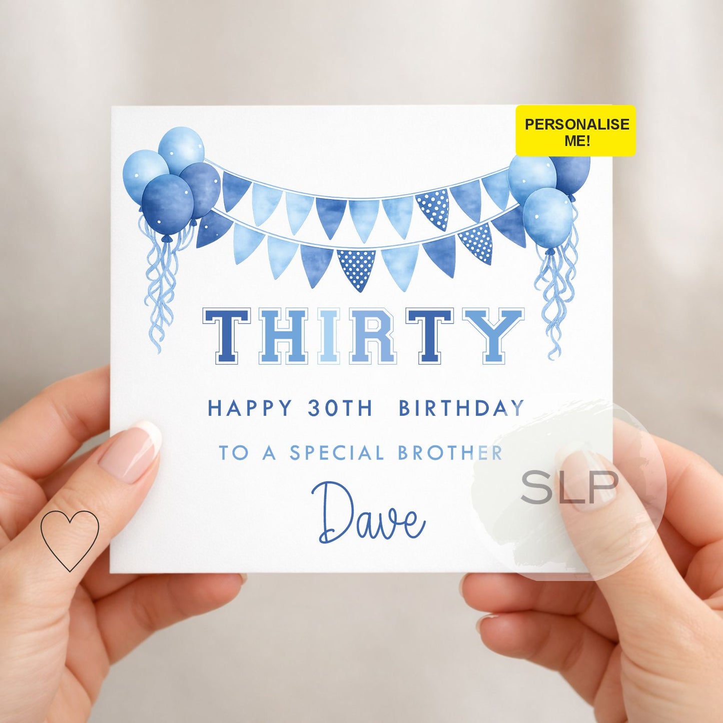 Personalised 30th Birthday Card | Happy 30th Birthday Card | Any Name Birthday Card | 30th Birthday Card for Him | Blue Birthday 
