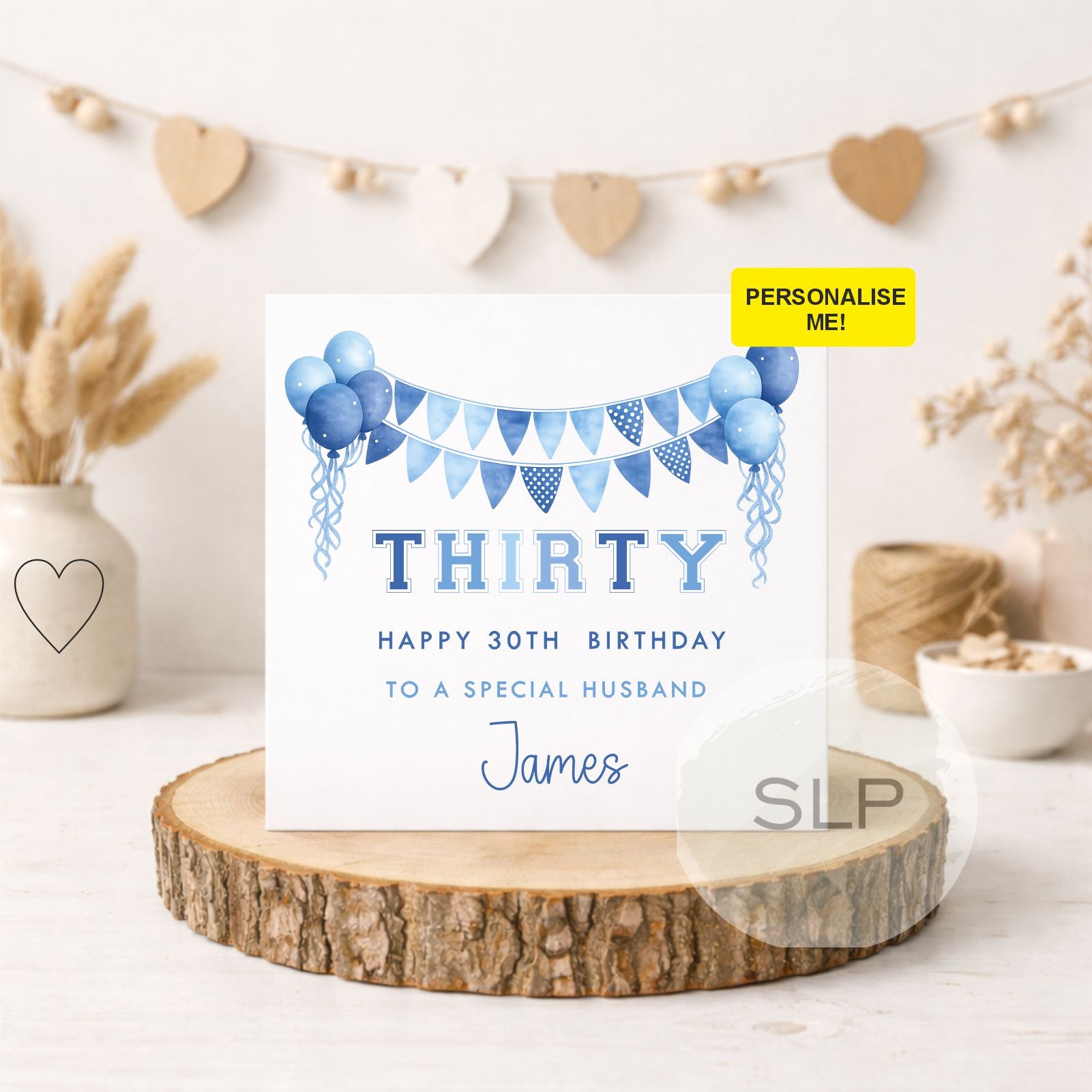 Personalised 30th Birthday Card | Happy 30th Birthday Card | Any Name Birthday Card | 30th Birthday Card for Him | Blue Birthday 