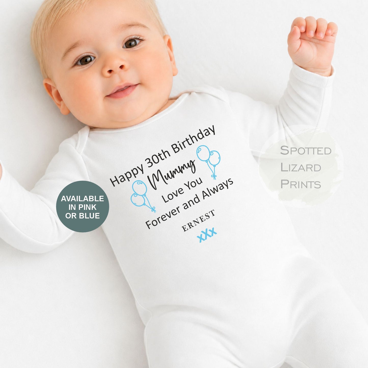 personalised 30th birthday mummy sleepsuit