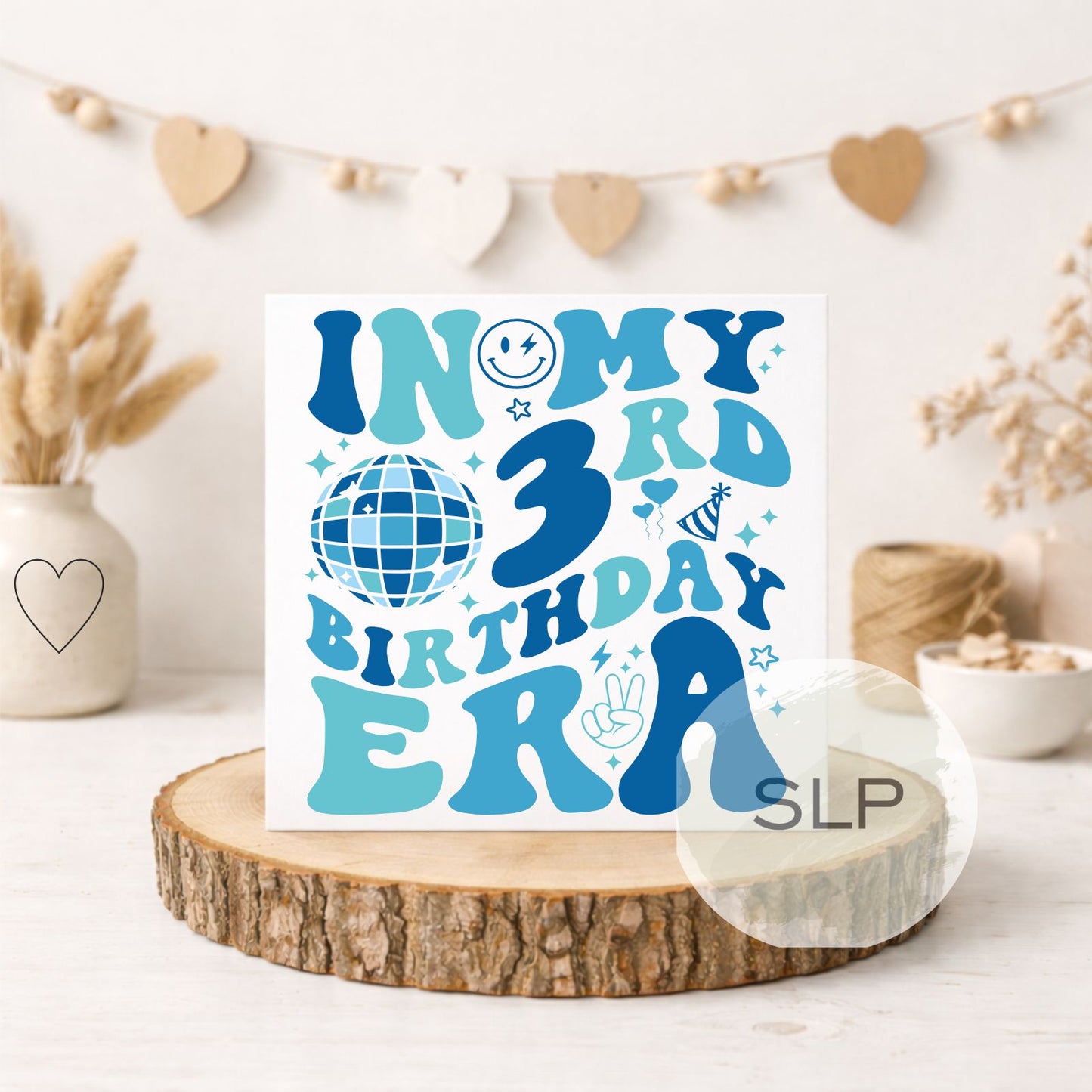 3rd Birthday Card – In My 3rd Birthday Era Card – Trendy 3 Year Old Birthday Card – Retro Disco 3rd Birthday – Available in Pink or Blue