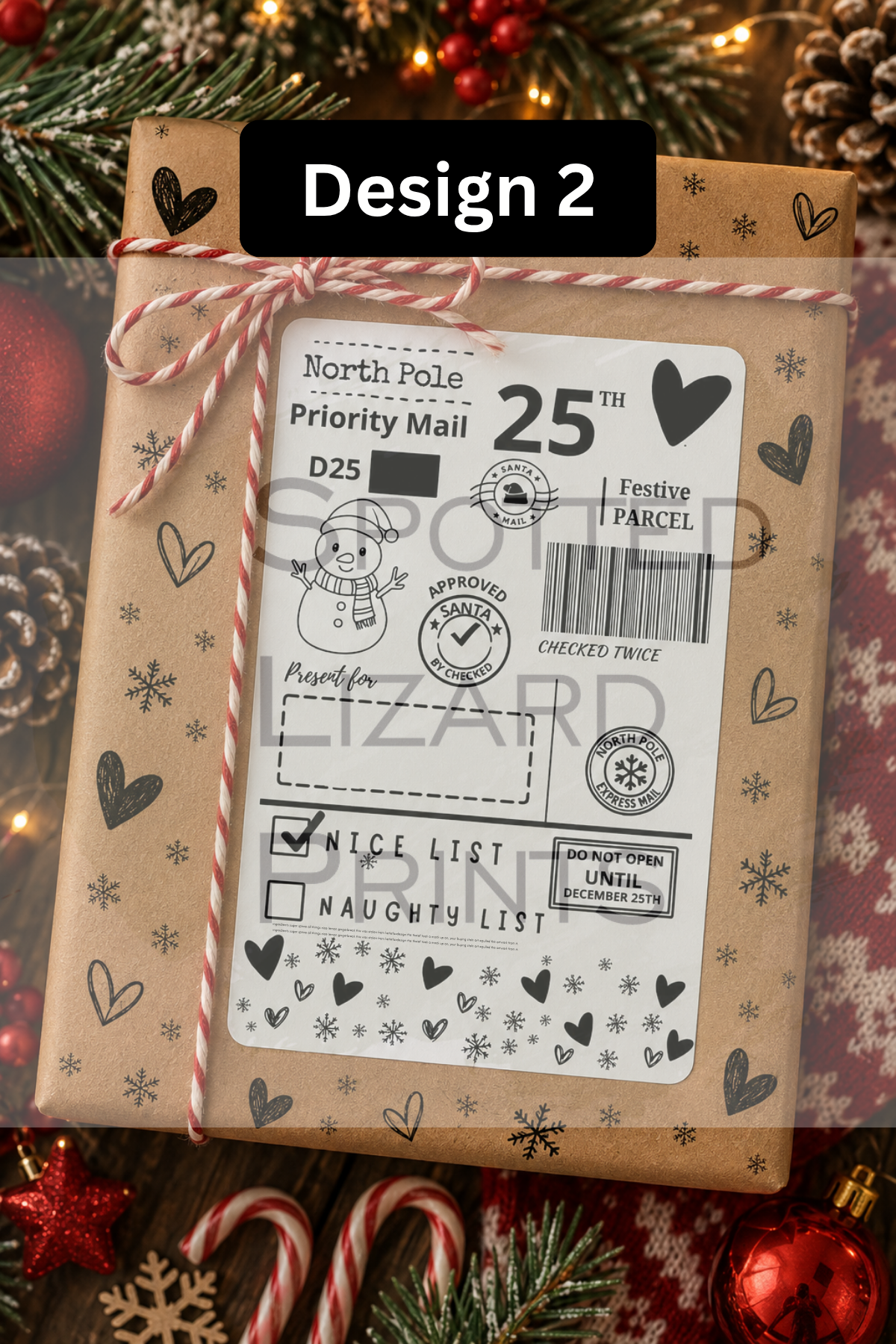 Personalised Christmas Gift Labels | North Pole Priority Mail Parcel Stickers | Blank or Custom Name Christmas Present Labels