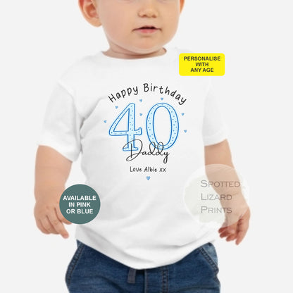 Personalised Daddy 40th Birthday Babygrow, T Shirt Baby Outfit Gift from Baby, New Dad Present