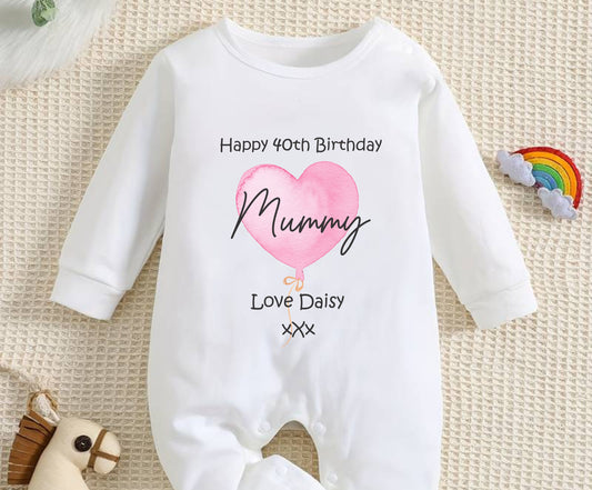 Happy 40th Birthday MUMMY Baby Outfit (First Birthday 1st Birthday Mummy Mum Birthday l New Mum Gift | Love My Mum)