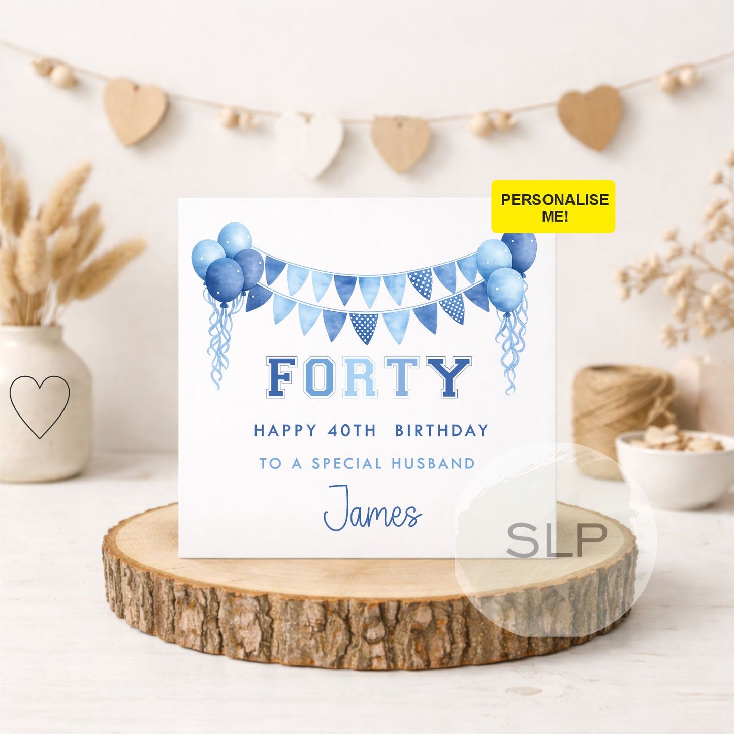 Personalised 40th Birthday Card | Happy 40th Birthday Card | Any Name Birthday Card | 40th Birthday Card for Him | Blue Birthday Card