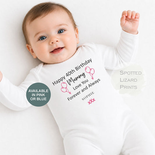 personalised 40th birthday mummy sleepsuit